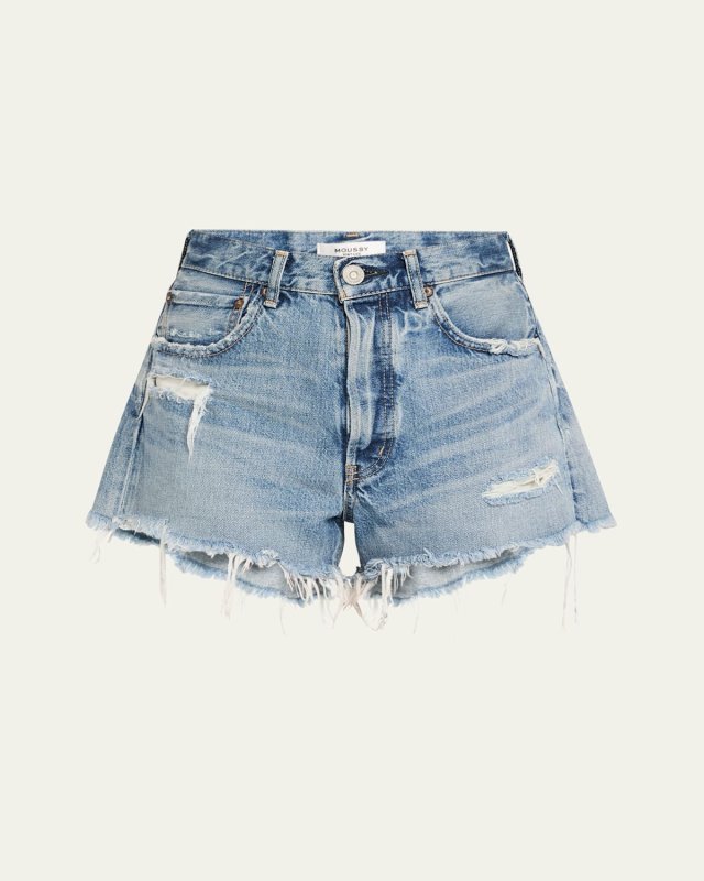 Packard Distressed Button-Fly Denim Shorts